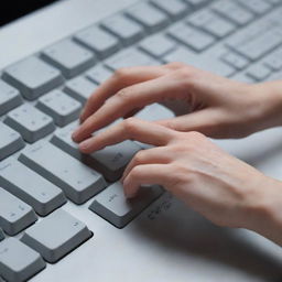 Close-up view of hands expertly dancing across a computer keyboard.