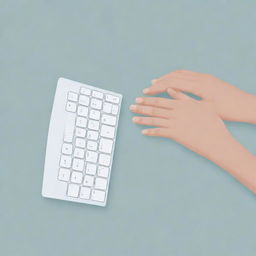 A simple illustration of hands poised over a computer keyboard, ready to type.