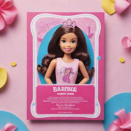 A bright and charming birthday invitation card imbued with a Barbie theme, celebrating Naya's 9th birthday with a vibrant color palette and playful typography.