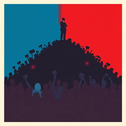 A striking poster featuring only silhouettes of people to represent a protesting crowd forming a mountain shape