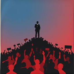 A striking poster featuring only silhouettes of people to represent a protesting crowd forming a mountain shape