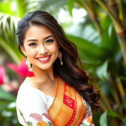 A beautiful Thai girl with an attractive curvy figure, featuring a mix of Thai and European heritage