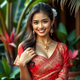 A stunning Asian girl with a beautiful curvy figure, displaying mixed heritage of Asian and European backgrounds