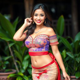 A stunning Asian girl with a beautiful curvy figure, displaying mixed heritage of Asian and European backgrounds