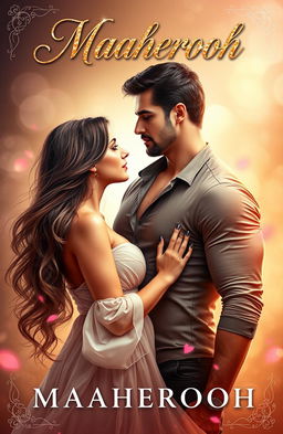 A romantic book cover titled 'Maaherooh' featuring a hot couple in a passionate embrace