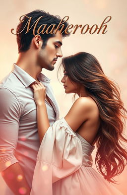 A romantic book cover titled 'Maaherooh' featuring a hot couple in a passionate embrace