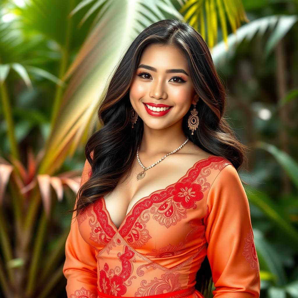 A stunning Asian girl with a beautiful curvy figure, showcasing a blend of Asian and European heritage