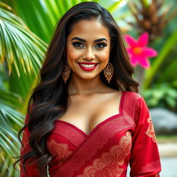 A stunning Brazilian girl with a beautiful curvy figure, showcasing a mix of Brazilian and European heritage
