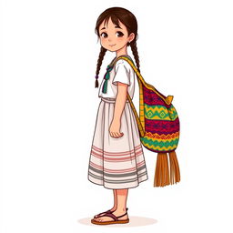 Illustration of a young girl standing in a full body view, facing forward, wearing sandals