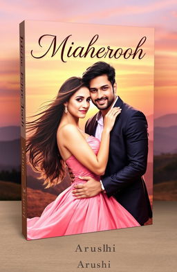 A captivating book cover for 'Maaherooh' featuring a passionate couple in an embrace, showcasing their deep connection