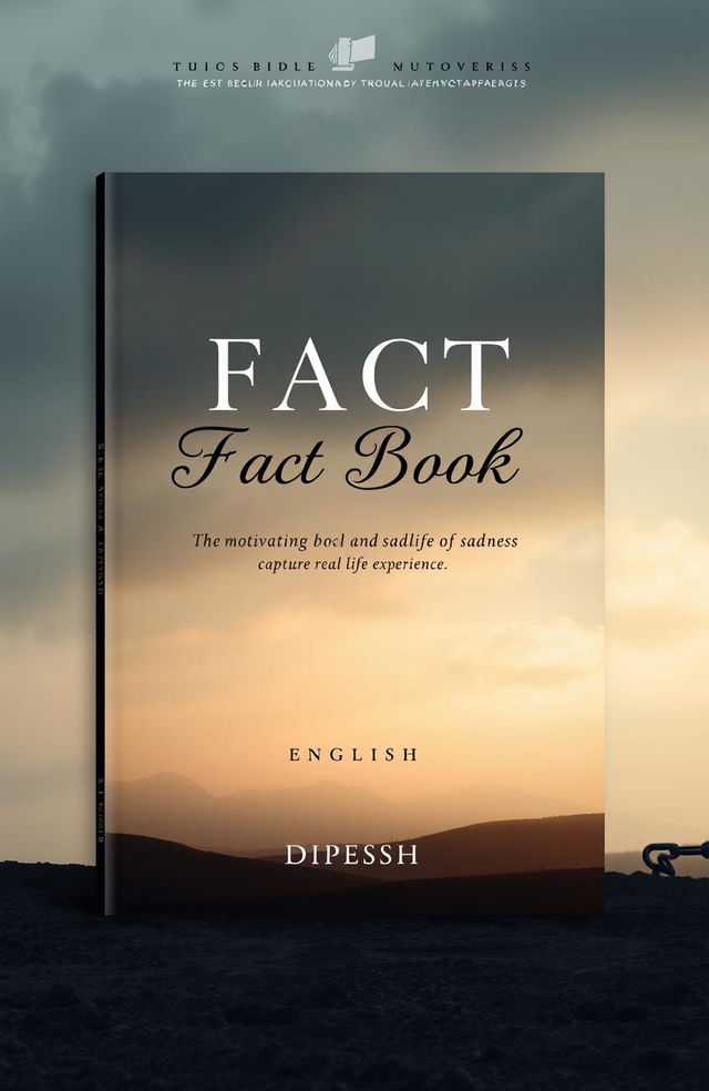 A contemplative book cover design for a fact book titled "Fact Book" by Dipesh, with the subtitle "English"