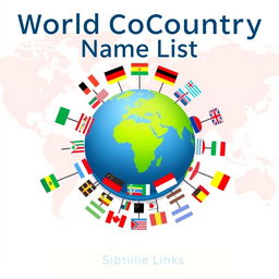 An educational book cover design for a reference book titled "World Country Name List"