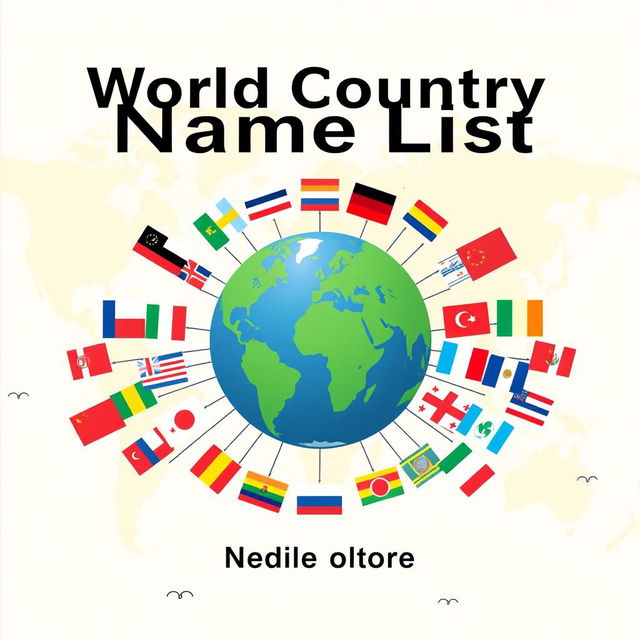 An educational book cover design for a reference book titled "World Country Name List"