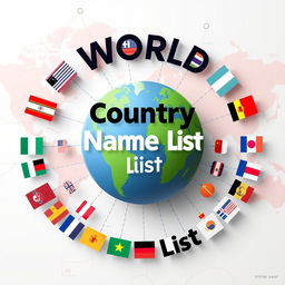 An educational book cover design for a reference book titled "World Country Name List"