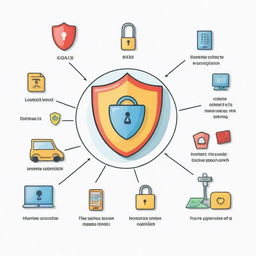 A creative and educational drawing illustrating the importance of online safety. Incorporate symbols of Internet, lock, shield and a strong slogan about online safety.