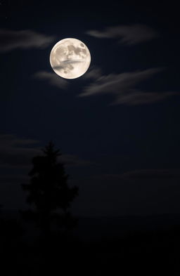 A breathtaking view of the moon at night, showcasing its cratered surface illuminated by soft silvery light