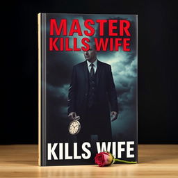 A striking book cover design featuring the title 'Master Kills Wife' in bold, dramatic typography at the top