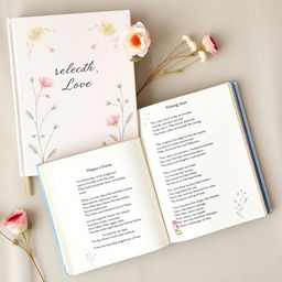 A beautifully designed collection of poems, featuring a serene cover with soft pastel colors, delicate floral illustrations, and elegant typography