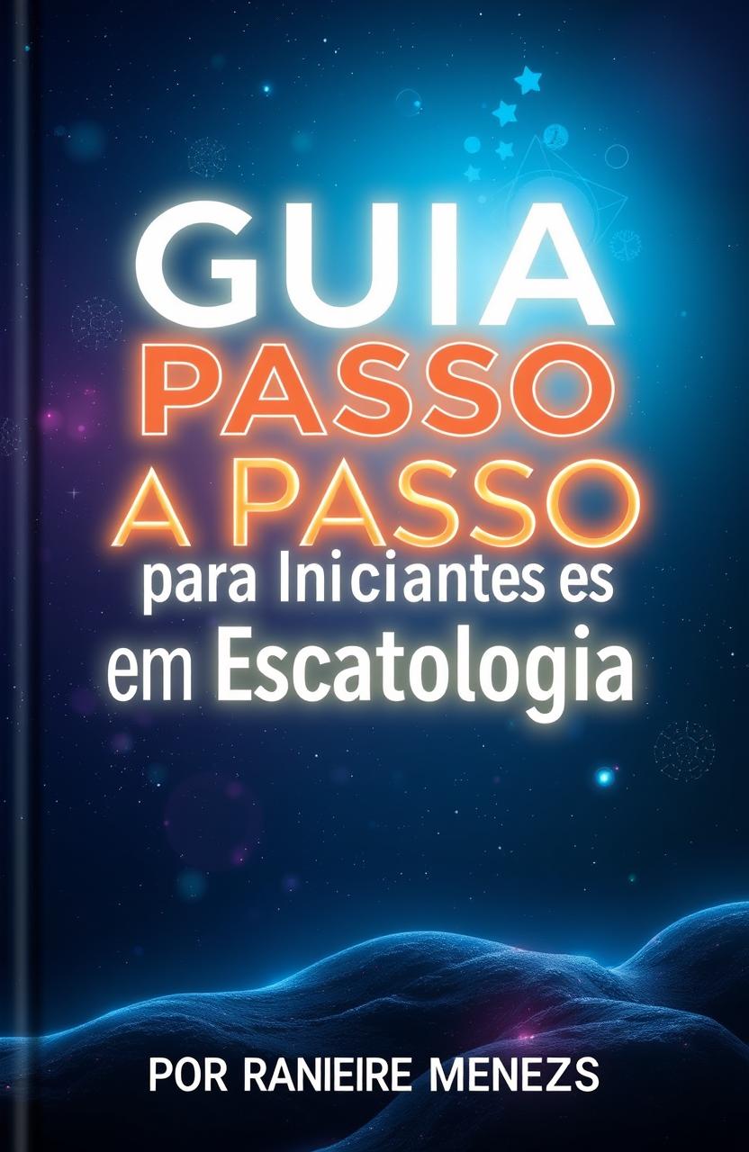 A visually engaging and informative cover design for a guide titled "Guia Passo a Passo para Iniciantes em Escatologia"