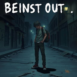 An evocative image illustrating the concept of being cast out, featuring a lone figure standing on a dimly lit street, visibly distressed and contemplating their situation