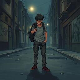 An evocative image illustrating the concept of being cast out, featuring a lone figure standing on a dimly lit street, visibly distressed and contemplating their situation