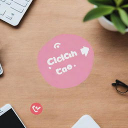 Design an image featuring a phone lying on the floor with the slogan 'Click with care, stay aware' hovering above it, and social media icons surrounding it.