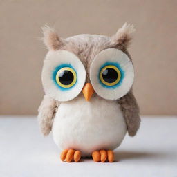 A simple, yet cute, owl with vibrant expressive eyes and soft feather details in a minimalist style.