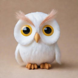 A simple, yet cute, owl with vibrant expressive eyes and soft feather details in a minimalist style.