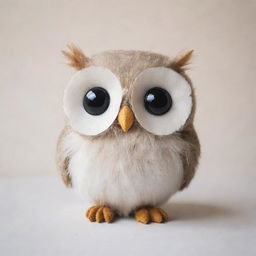 A simple, yet cute, owl with vibrant expressive eyes and soft feather details in a minimalist style.