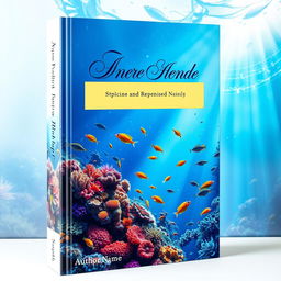 A vibrant book cover design featuring a stunning underwater scene teeming with life