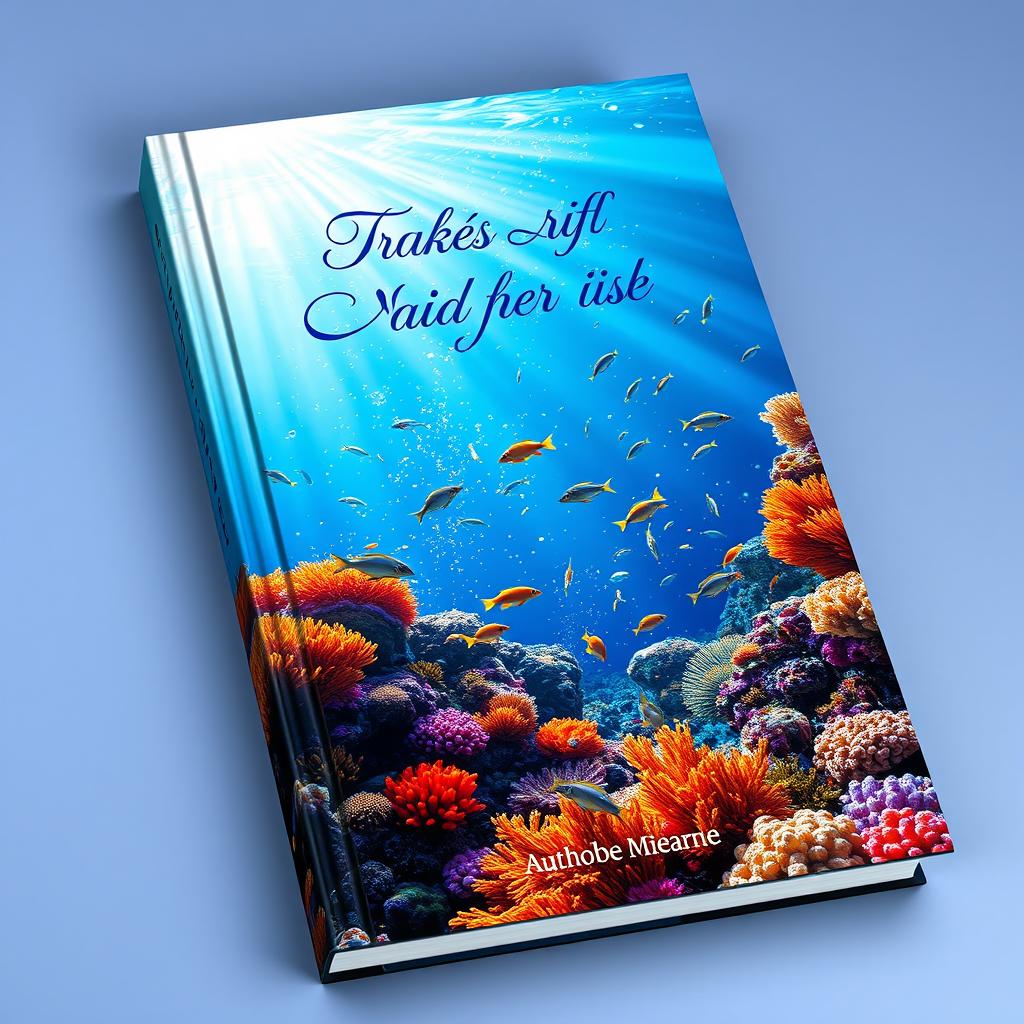 A vibrant book cover design featuring a stunning underwater scene teeming with life