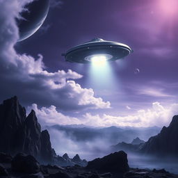 A dramatic movie poster depicting an alien spaceship landing on a remote, desolate landscape