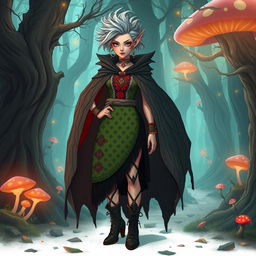 A modern interpretation of Baba Yaga, the Slavic folklore witch, characterized by a unique and stylish outfit