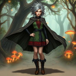 A modern interpretation of Baba Yaga, the Slavic folklore witch, characterized by a unique and stylish outfit