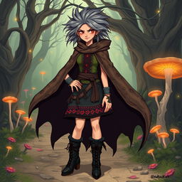 A modern interpretation of Baba Yaga, the Slavic folklore witch, characterized by a unique and stylish outfit