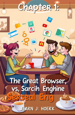 A playful and lighthearted book cover titled 'Chapter 1: The Great Browser vs