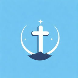 A inspirational logo for a Christian ministry's one-to-one discipleship program. Conceptualize a shepherd's staff intertwined with a cross, symbols of guidance and faith, in calming tones of blue suggesting spirituality and discovery.