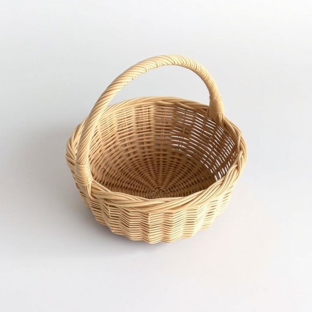 A low basket without a handle, made from natural materials like woven straw or reeds