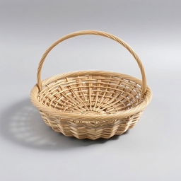 A low basket without a handle, made from natural materials like woven straw or reeds