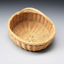 A low basket without a handle, made from natural materials like woven straw or reeds