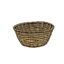 Illustration of a low basket viewed from the side, depicting its profile