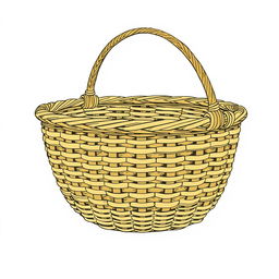 Illustration of a low basket viewed from the side, depicting its profile