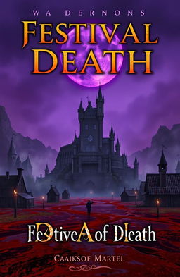 A dark and atmospheric book cover for a fictional novel titled 'Festival of Death'
