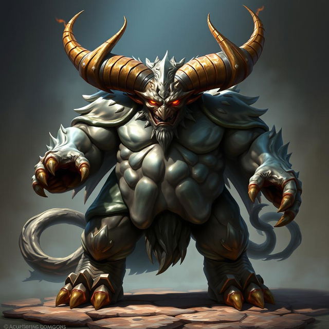 A formidable Dungeons & Dragons fighter, depicted as a huge horned beast