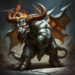 A formidable Dungeons & Dragons fighter, depicted as a huge horned beast
