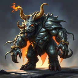 A formidable Dungeons & Dragons fighter, depicted as a huge horned beast