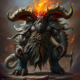 A powerful Dungeons & Dragons fighter, depicted as a huge horned beast with a humanoid form