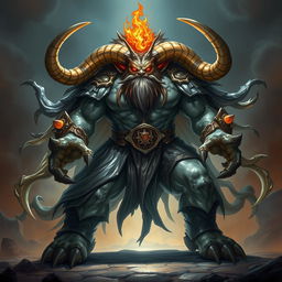 A powerful Dungeons & Dragons fighter, depicted as a huge horned beast with a humanoid form