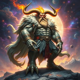A colossal Dungeons & Dragons astral monk, depicted as a huge horned beast infused with mystical energy