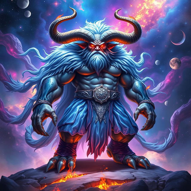 A colossal Dungeons & Dragons astral monk, depicted as a huge horned beast infused with mystical energy